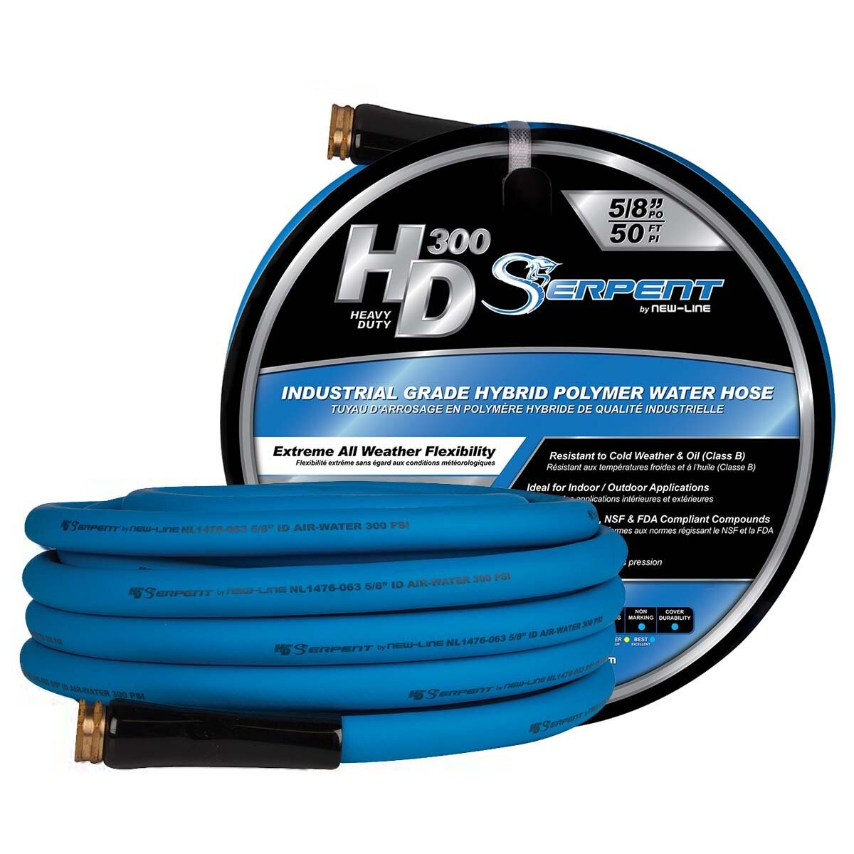 BlueSerpent HD300 Garden Hose 5/8"x50' 300Psi