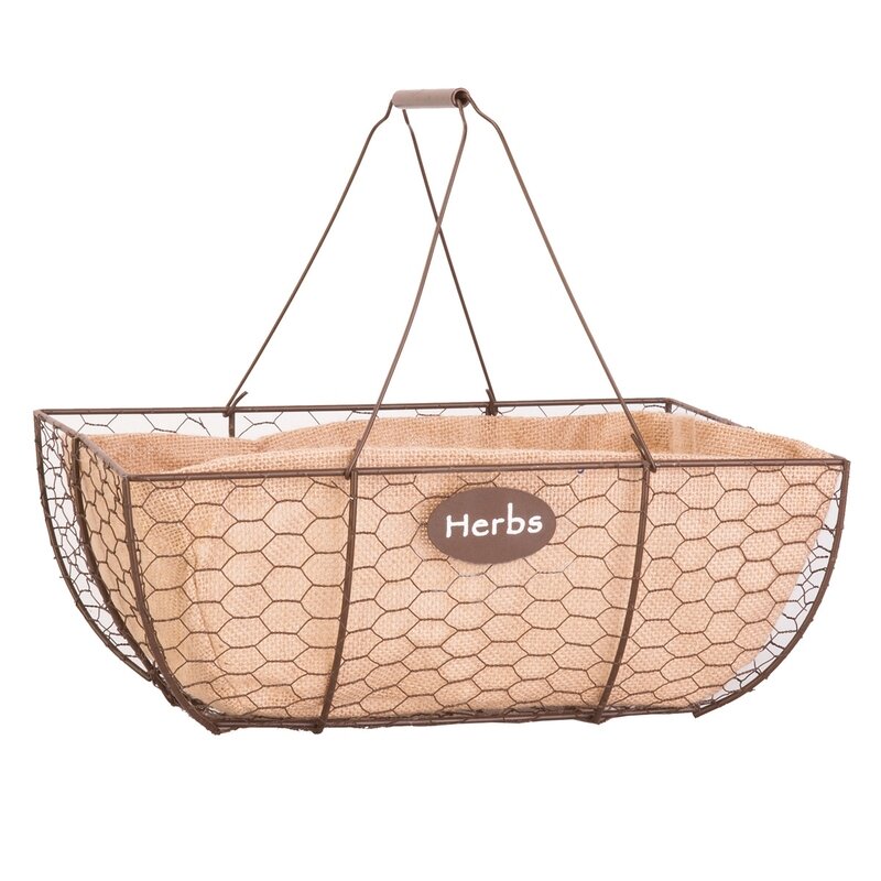 Herb Basket with burlap liner 14 Herb Basket with burlap liner 14" Rust