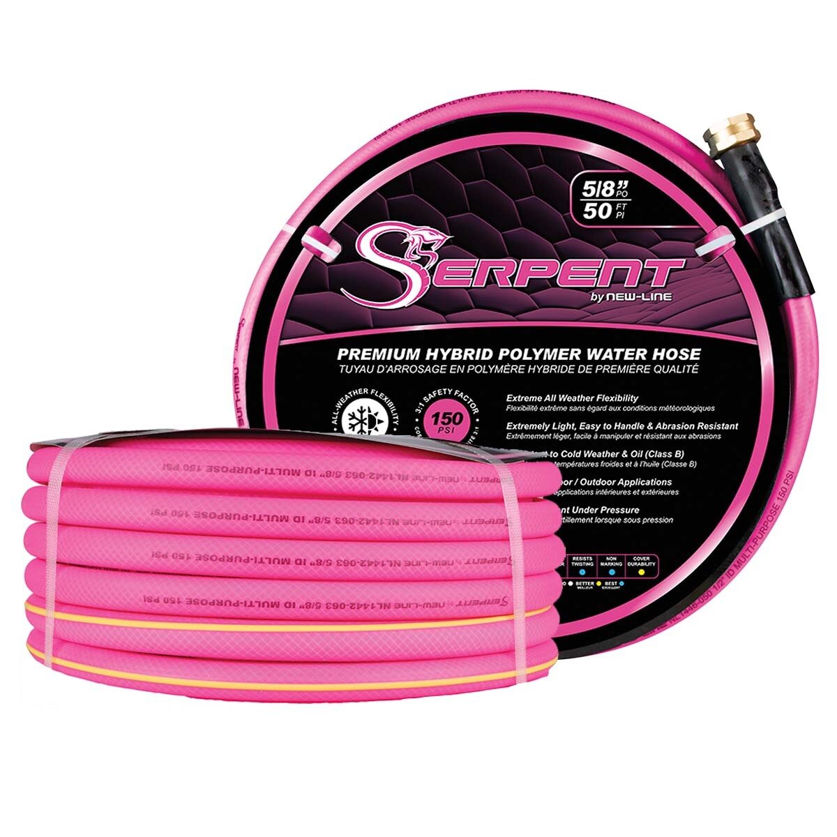 Pink Serpent Garden Hose 5/8"x50' 150 Psi