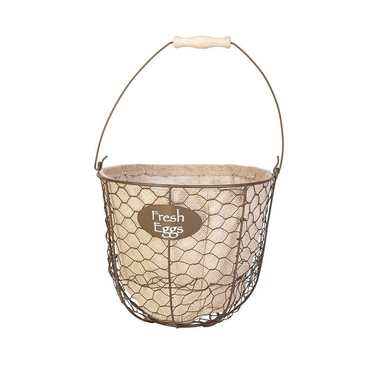 Egg Gathering Basket/Planter w/ Burlap Liner Rust