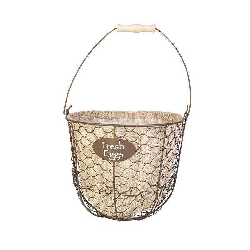 Egg Gathering Basket/Planter w/ Burlap Liner Rust