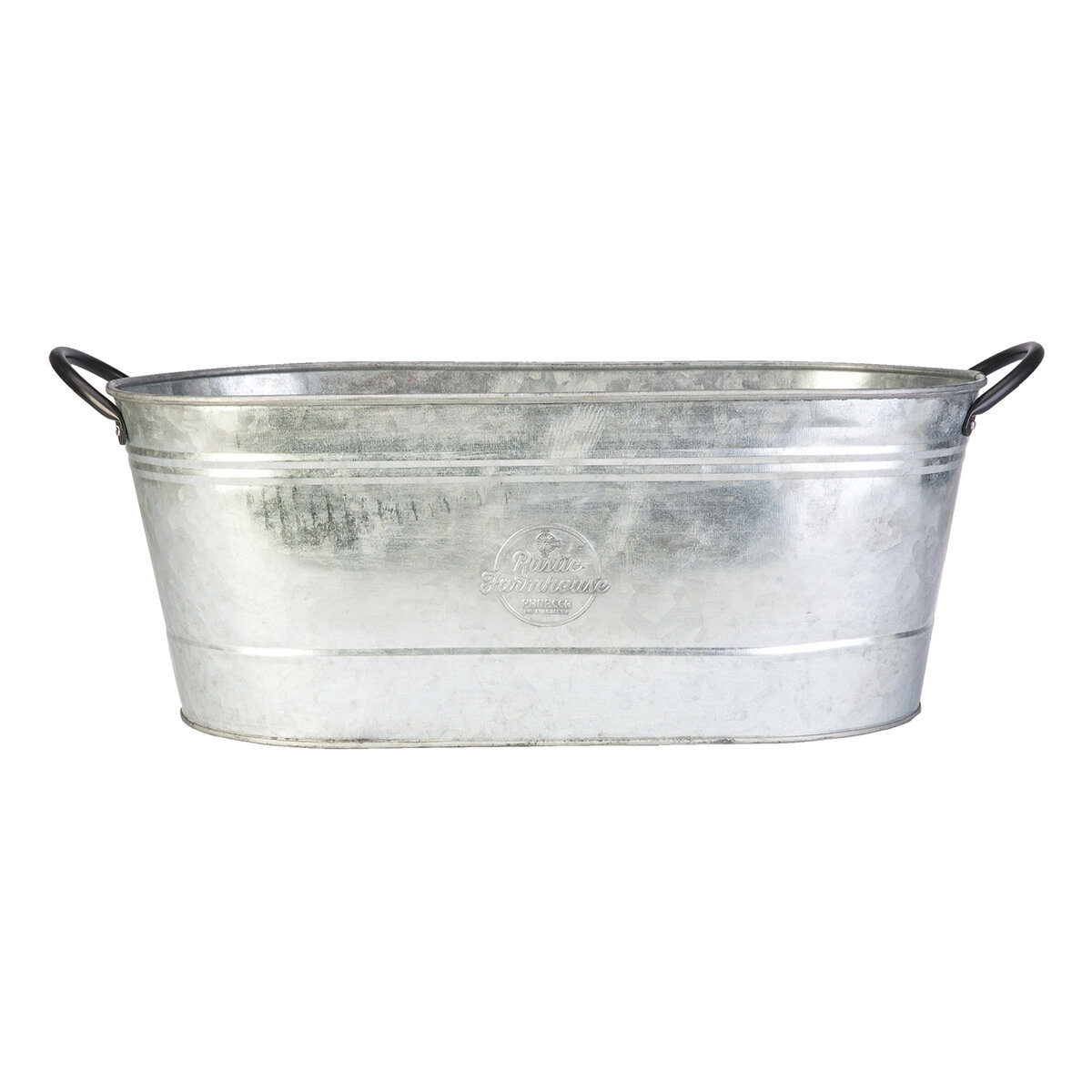 Oval Washtub Planter Aged 16" Galvanized Finish