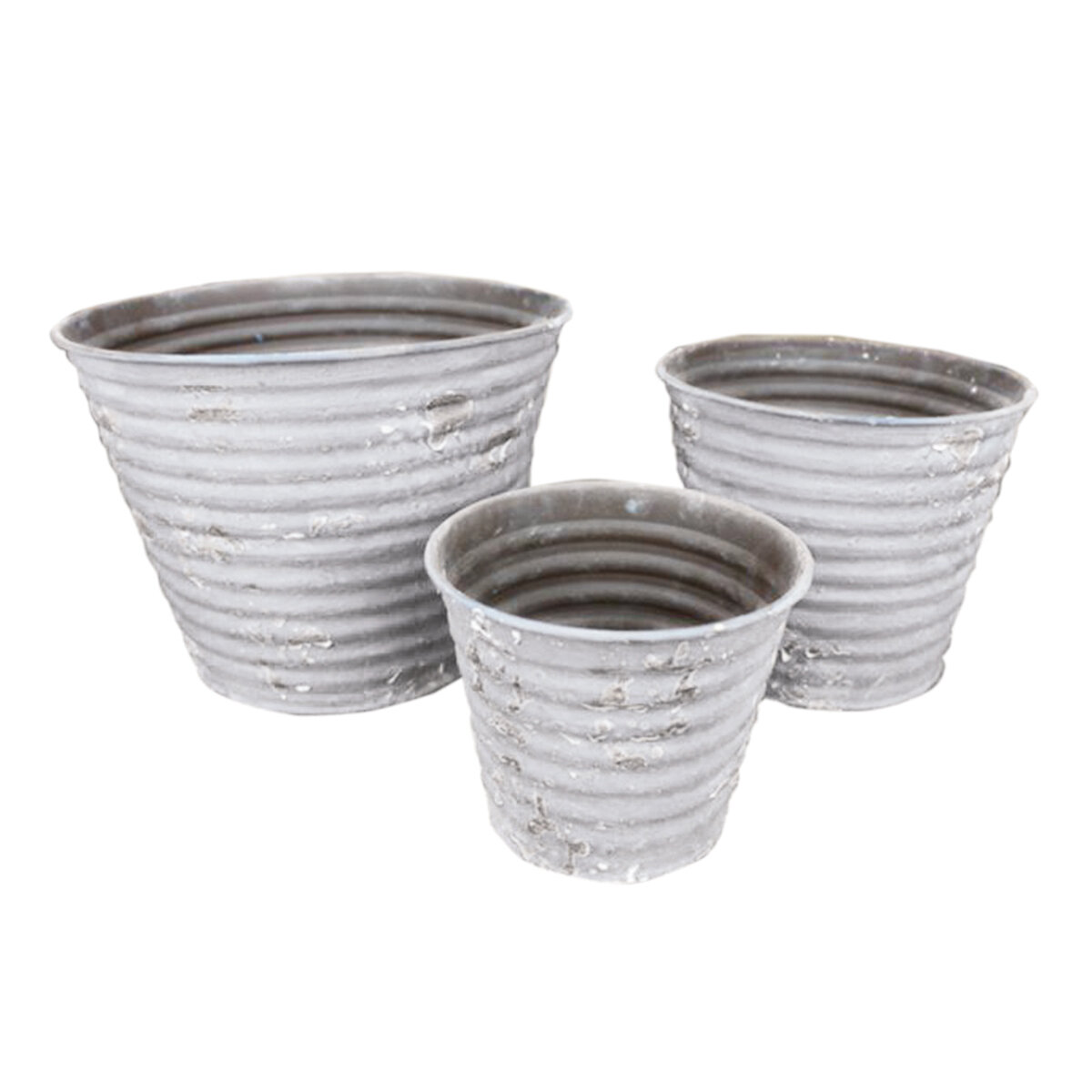 Tub Round Distressed White S/3