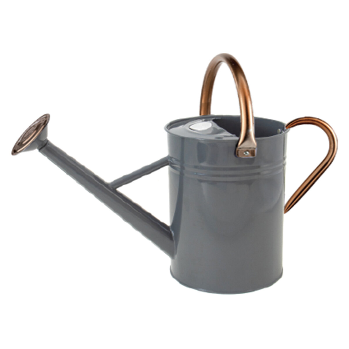 1 Gallon Cool Grey Watering Can With Copper Accent
