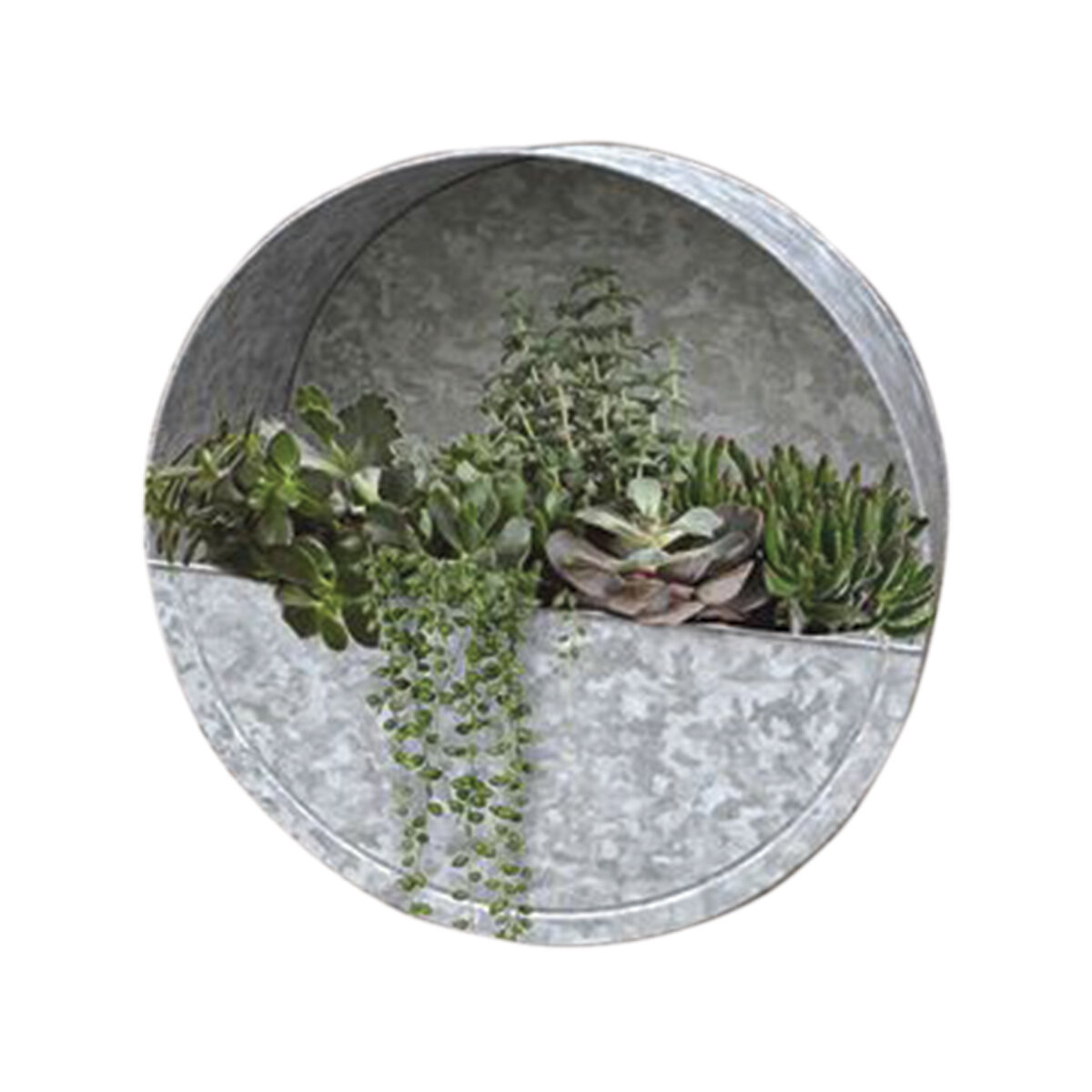 14" Wall Planter Round Galvanized