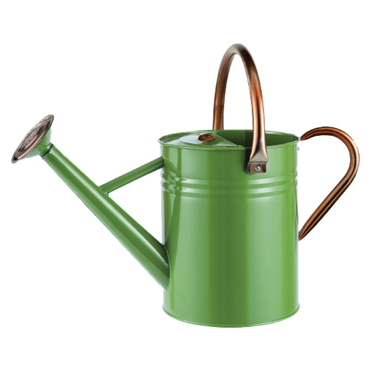 1 Gallon Tweed Green Watering Can With Copper Acce