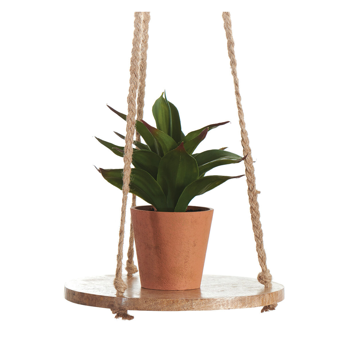 8" Hanging Wooden Round - Jute