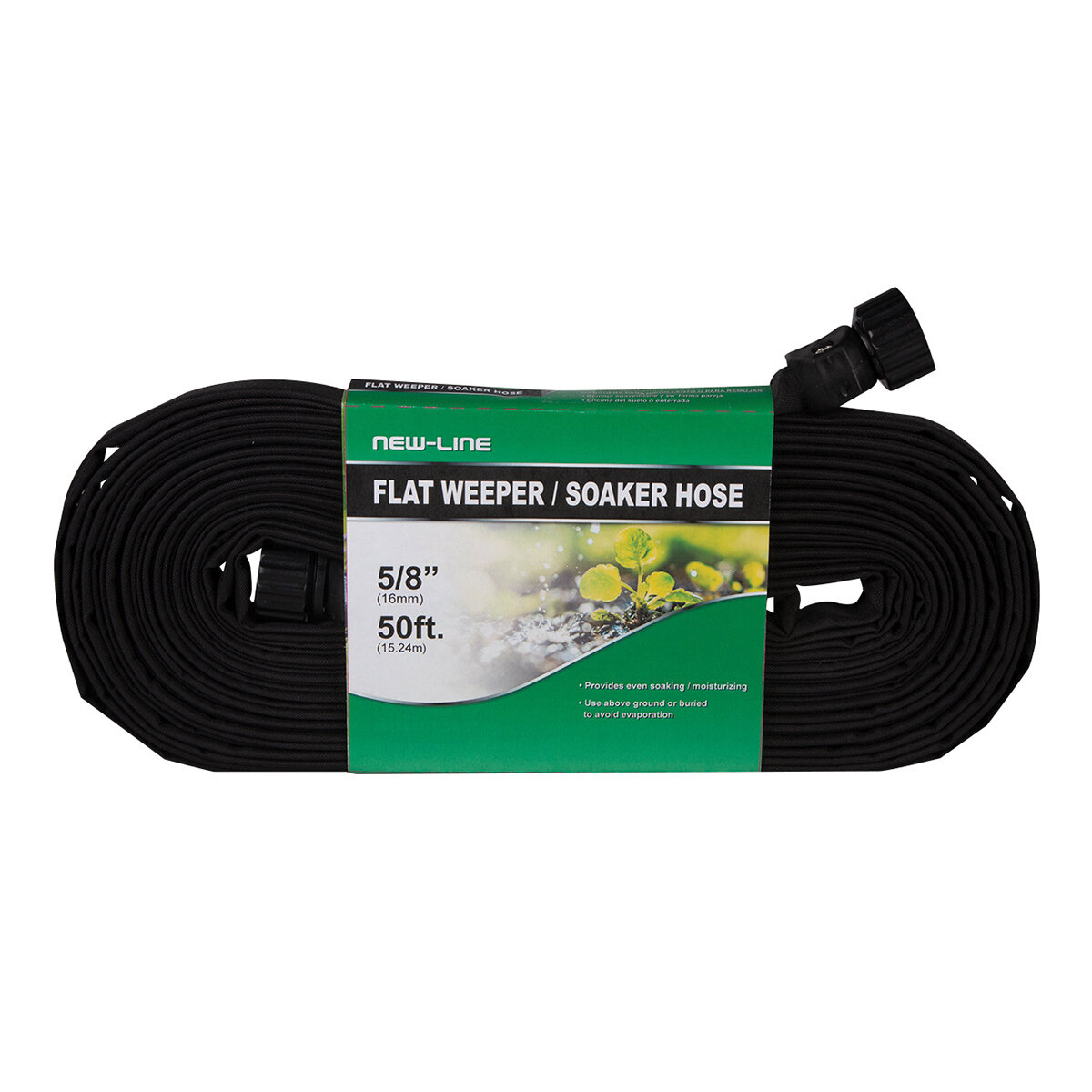 Flat Weeper Hose W/Male X Female 5/8" x 50'