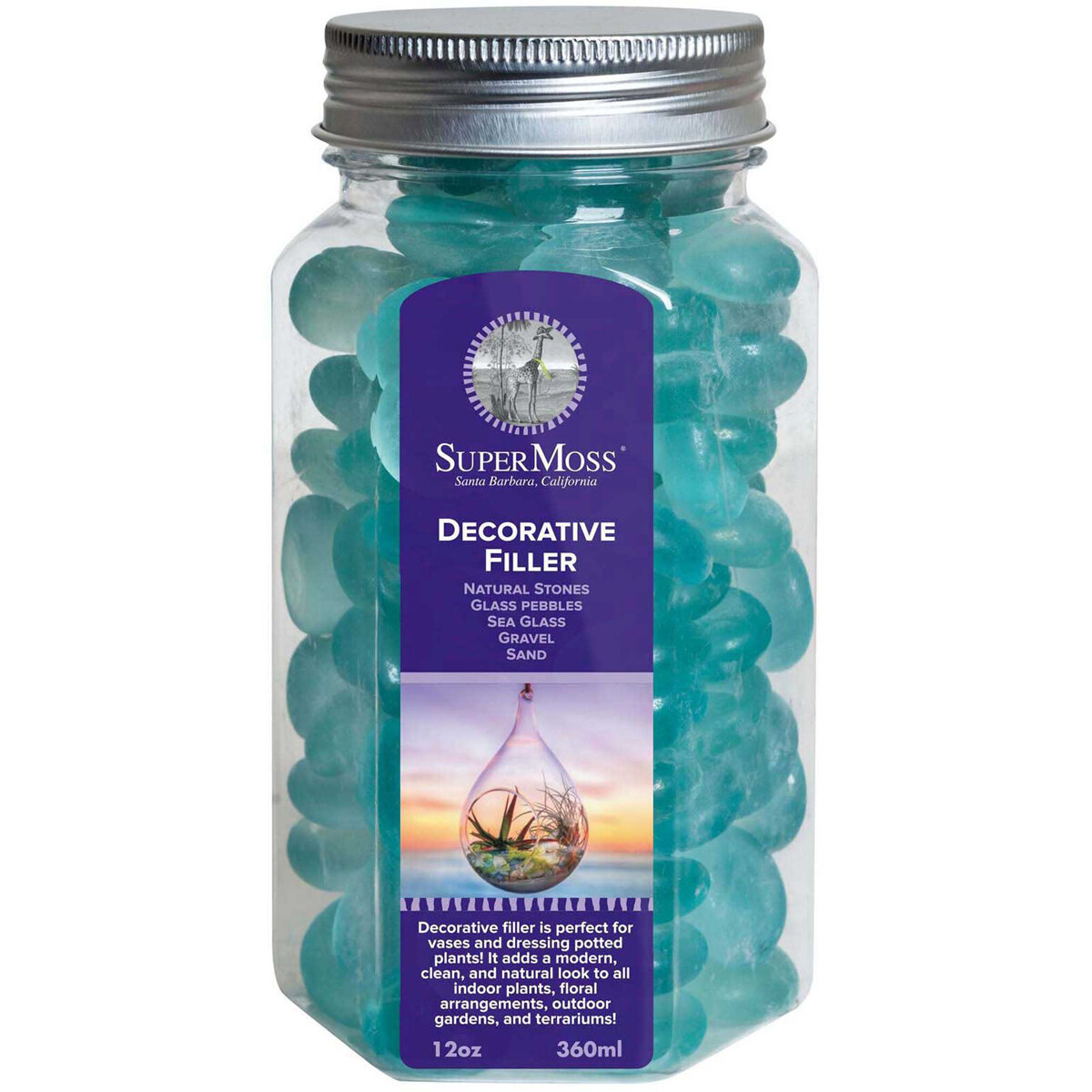 Soft Glass Pebbles Glacier Blue 12oz Jar