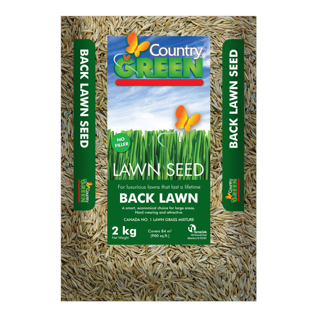 Country Green Back Grass Seed 2Kg  900Sqft