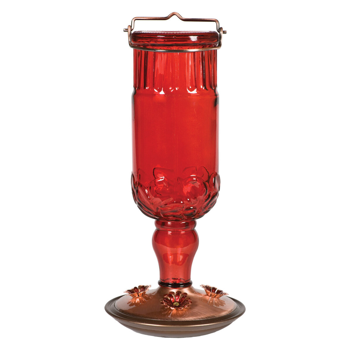 Antique Red Bottle Hummingbird Feeder 24 oz