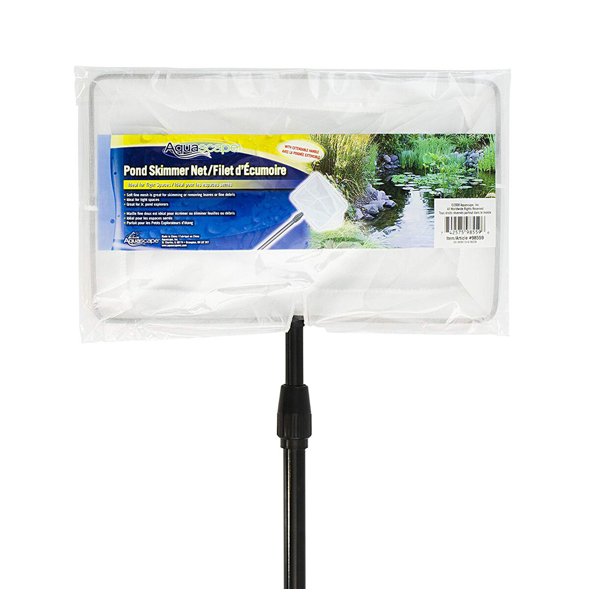 Pond Skimmer Net 12"X7" W/Extendable Handle Small