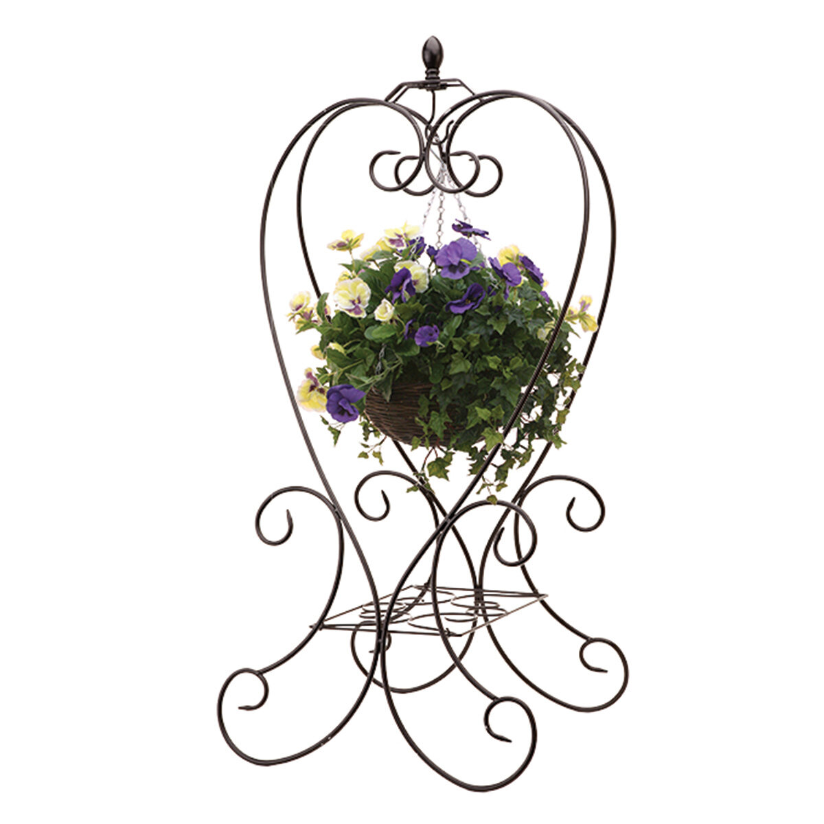 40" Heart Shaped Folding Basket Hanger Blk
