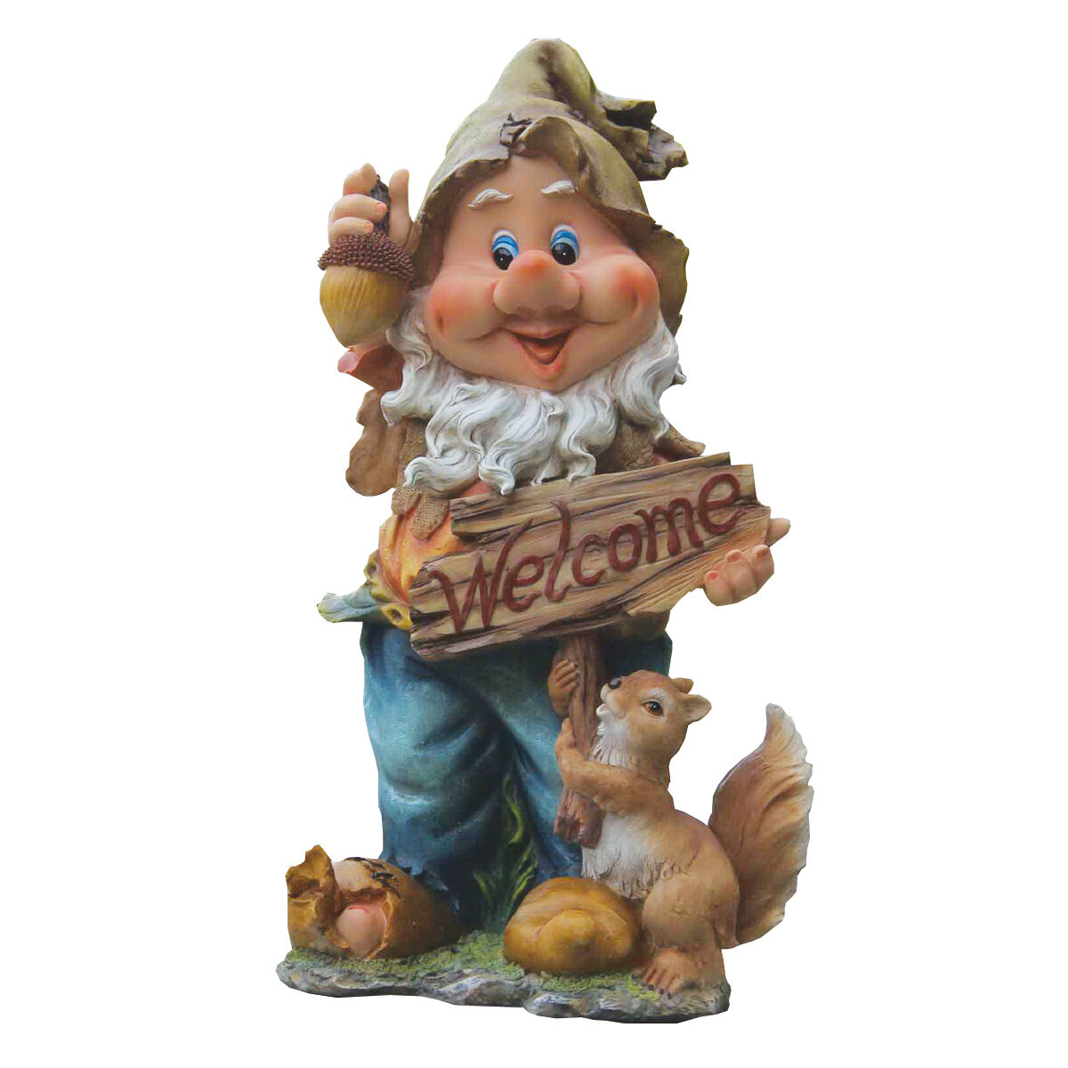 36" Bienvenue Gnome W/Squirrel 51x36x96cm