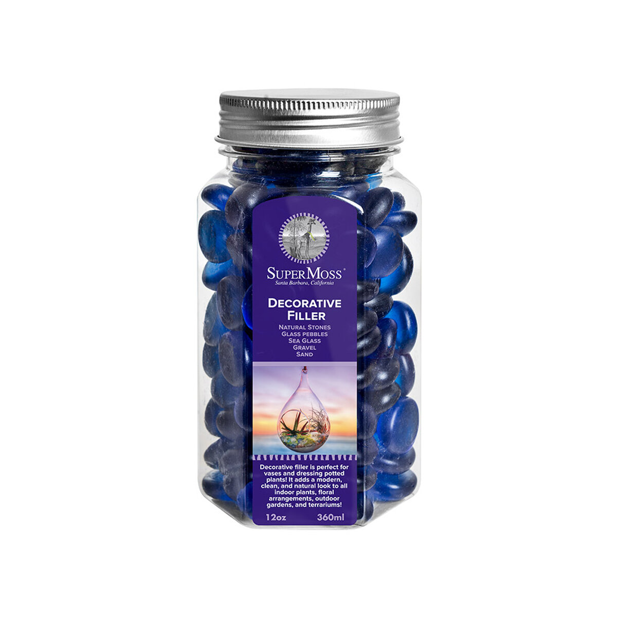 Soft Glass Pebbles Deep Sea Blue 12oz Jar