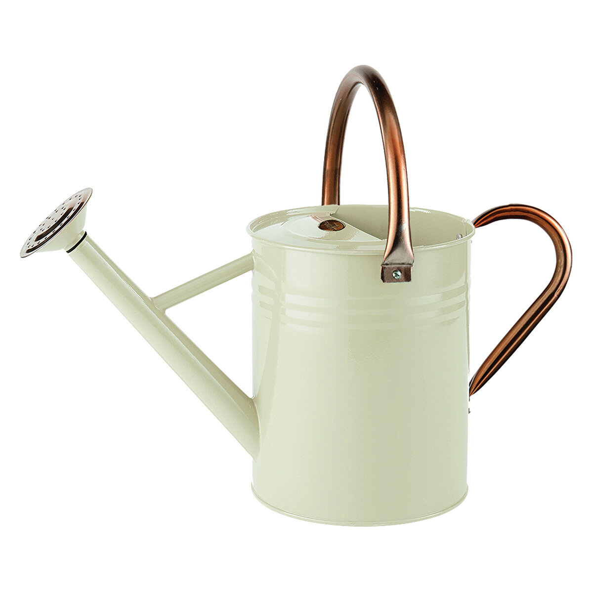 1 Gallon Vintage Cream Watering Can With Copper Ac