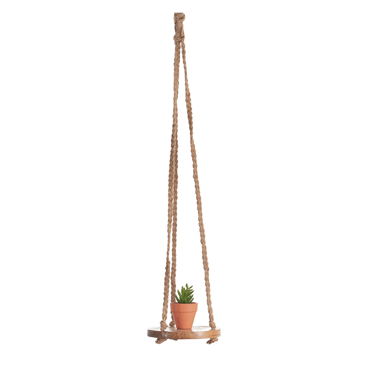 6" Hanging Wooden Round - Jute