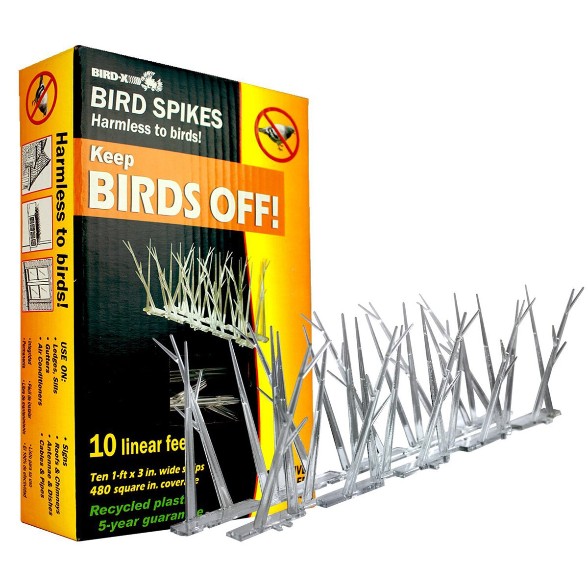 Bird Spikes Polycarbon W/Glue 10'