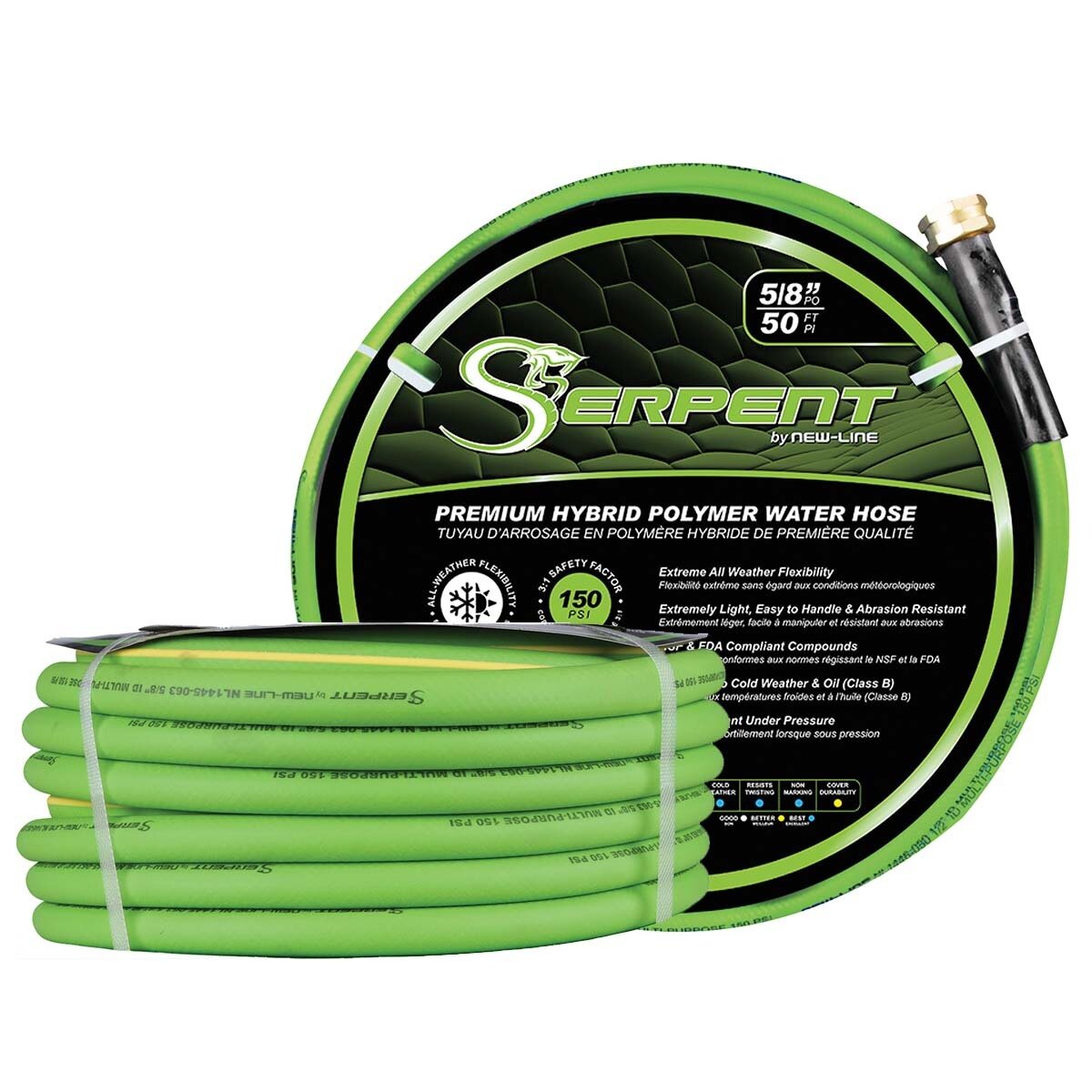 Green Serpent Garden Hose 5/8"x75' 150 Psi