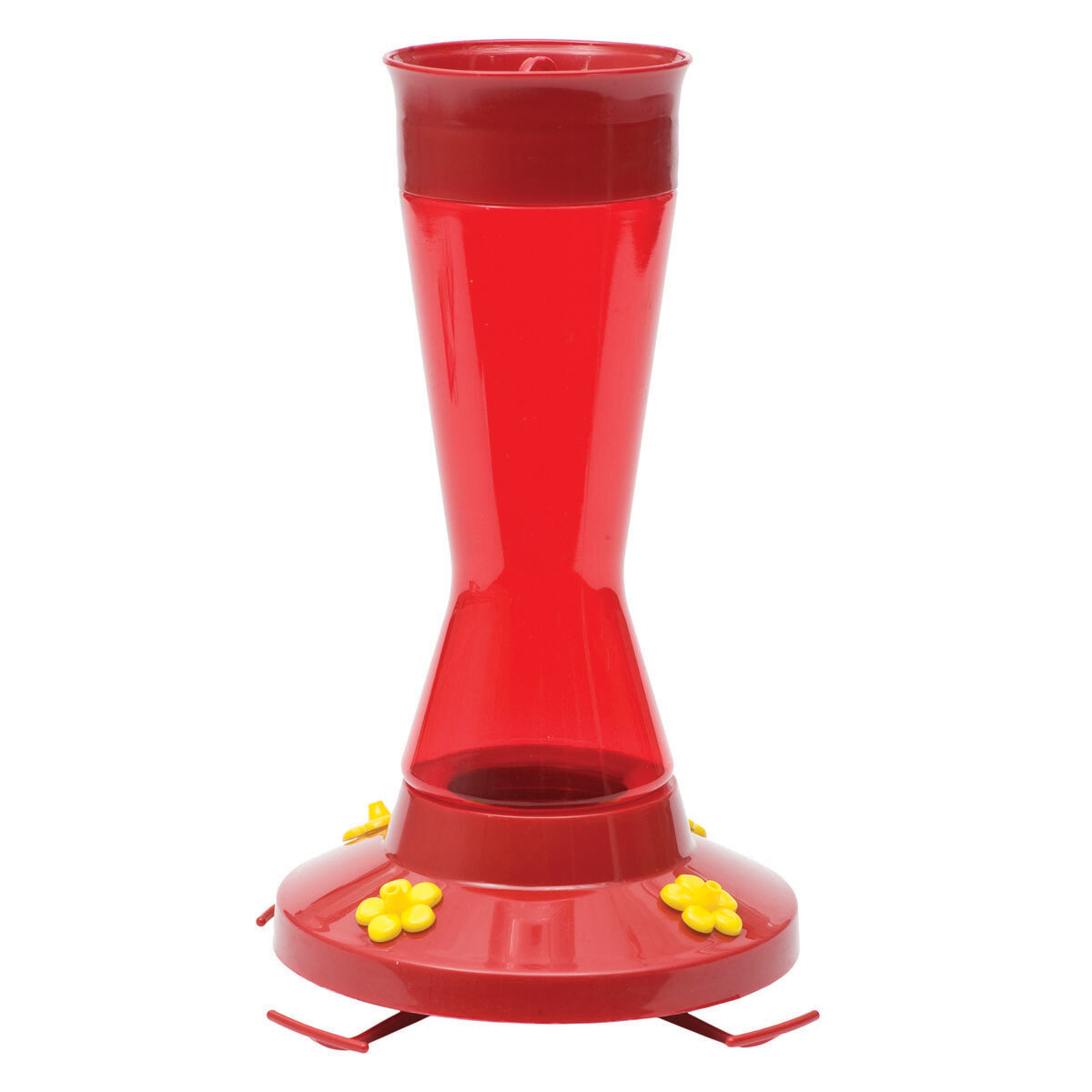 Red Plastic Pinch Waist Hummingbird Feeder 10Oz