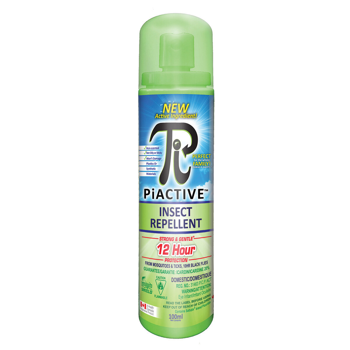 PIACTIVE Original Deet FREE 12hr 100ml Pump