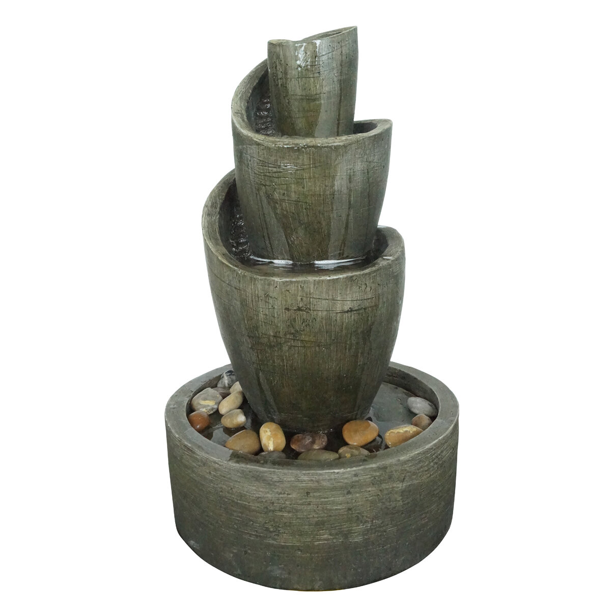 28" Spiral Stone Fountain 44.5x44.5x72 cm