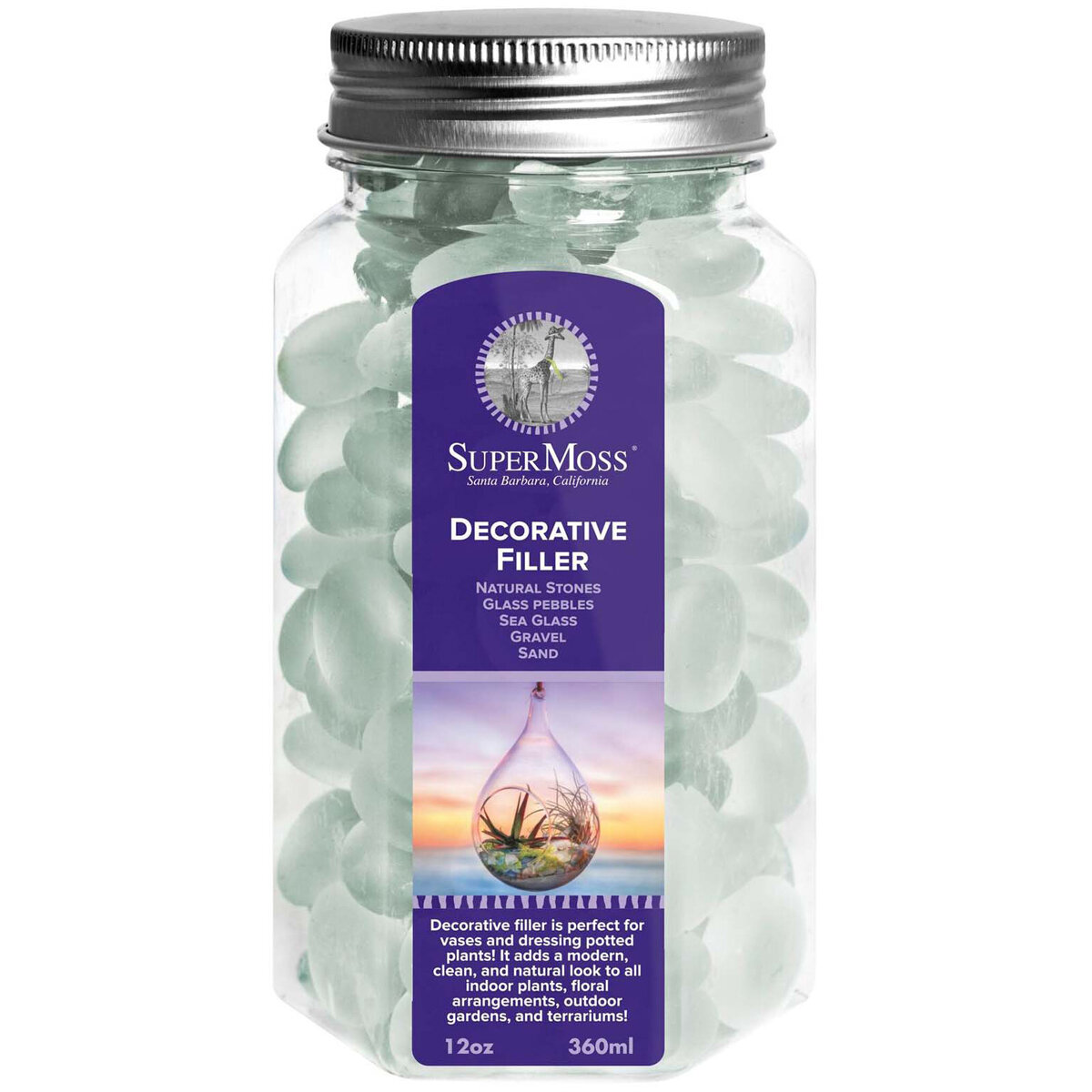 Soft Glass Pebbles Frosted White 12oz Jar