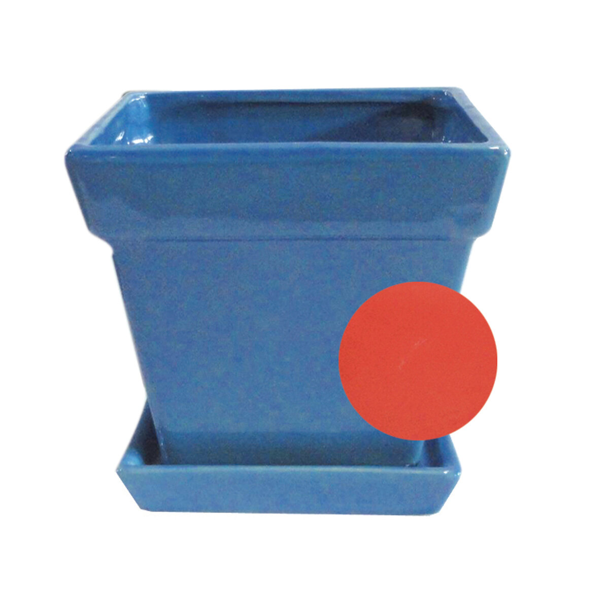 Square Taper 15cm Ceramic Pot Red CS (12pc)