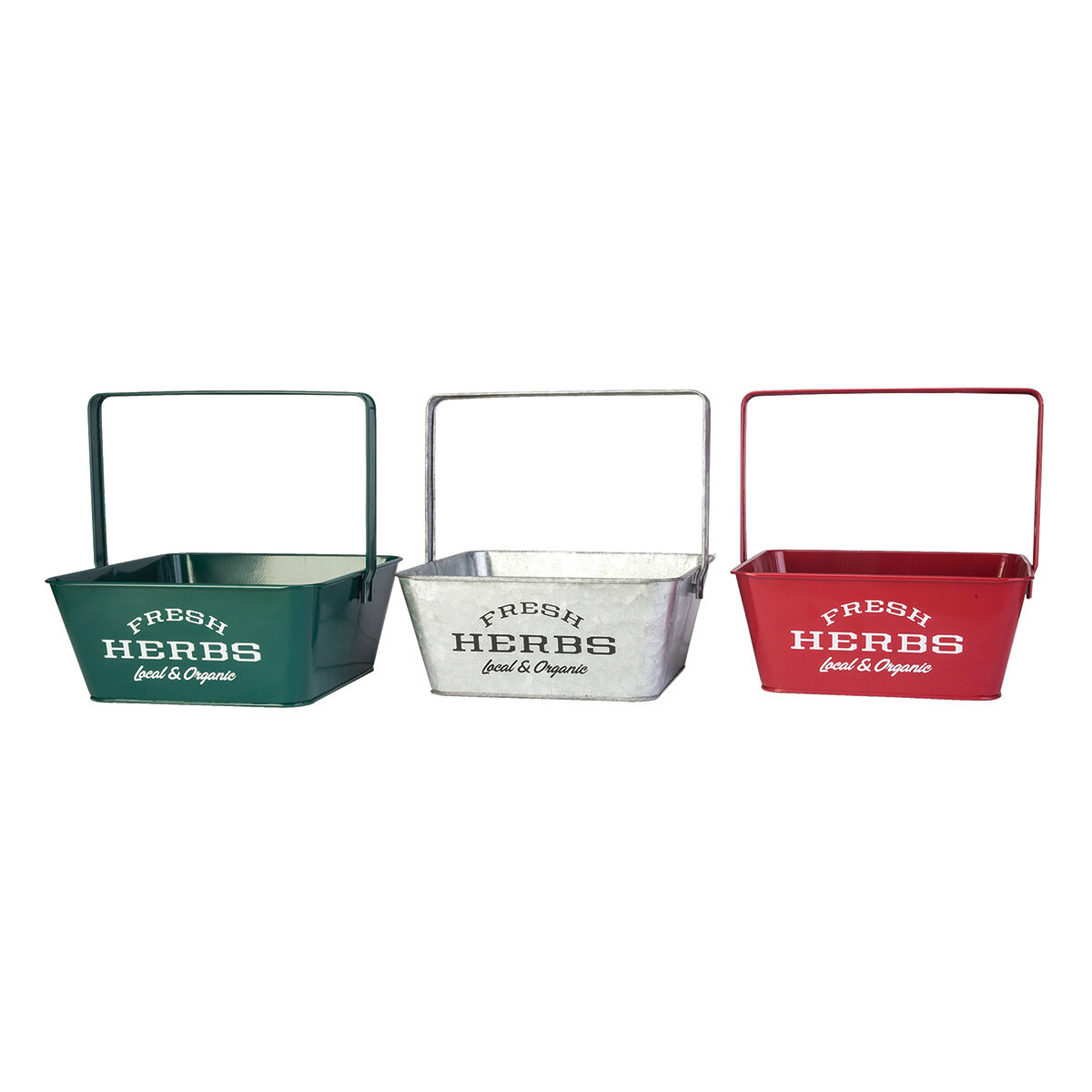 Square Herb Planters w/ Handles Asst Colours