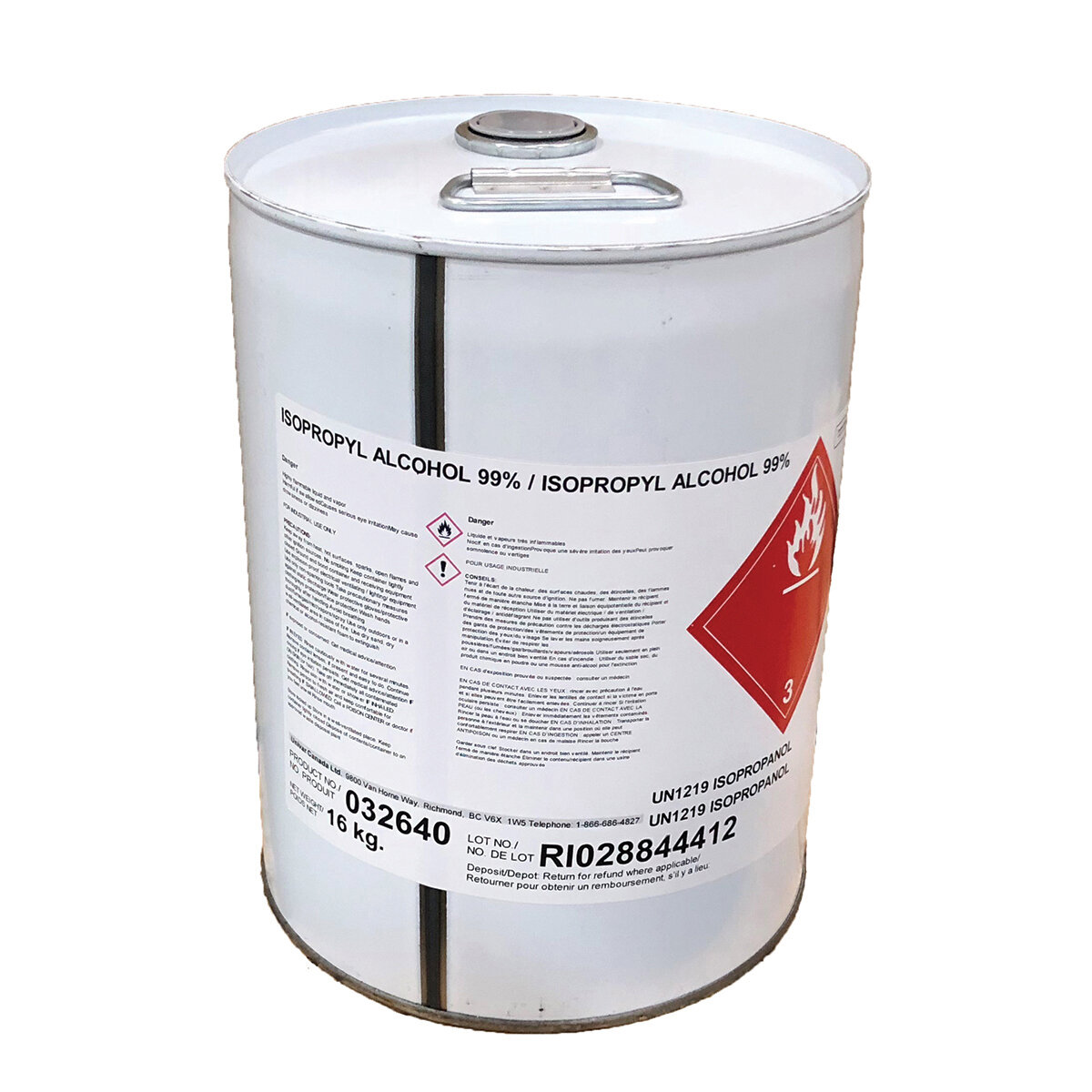 Isopropyl Alcohol 99% 16 KG/5g Pail **WEST ONLY**