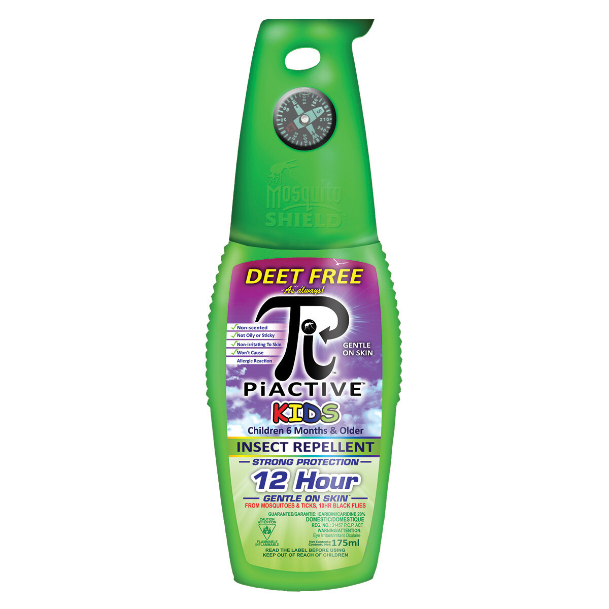 PIACTIVE Kids 100% Deet Free 12hr Pump 175ml