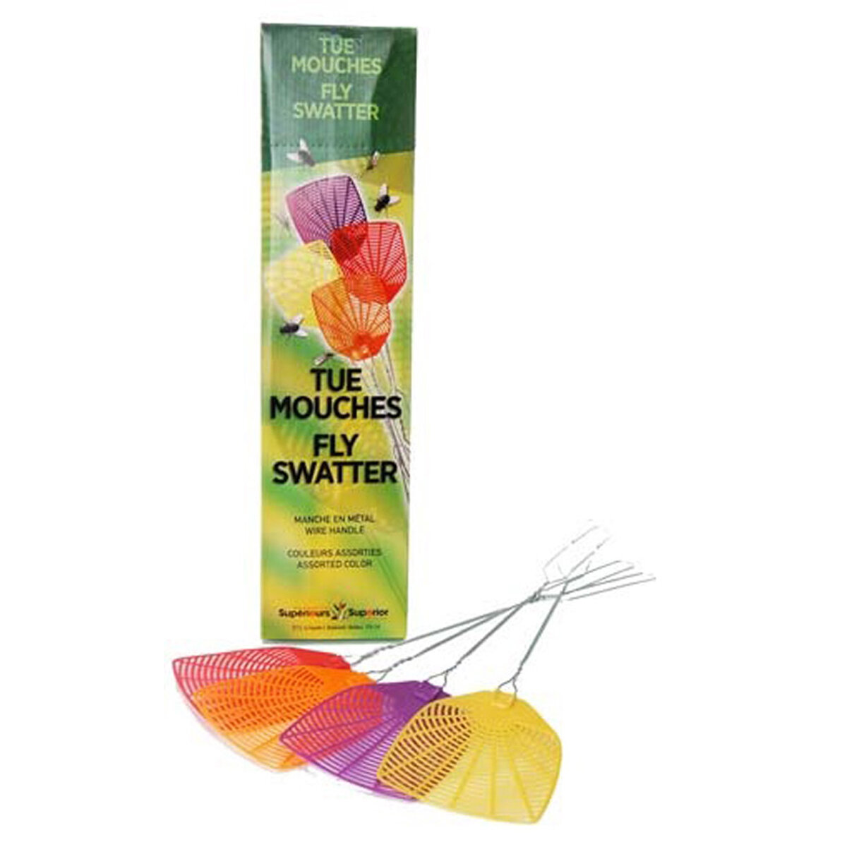 Fly Swatter 4 Colorsmetal Handle in PDQ