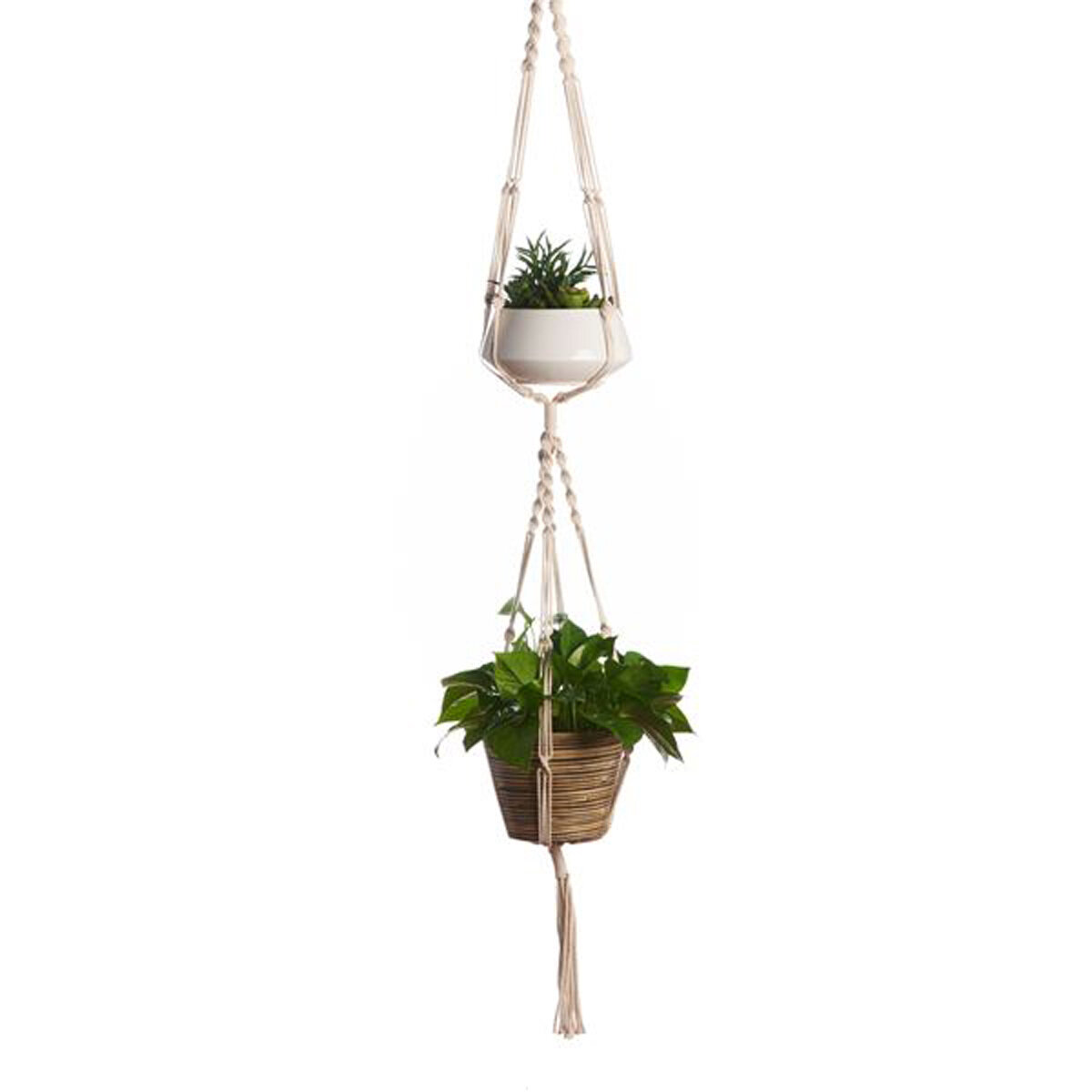 60" 2-Tier Woven Plant Hanger