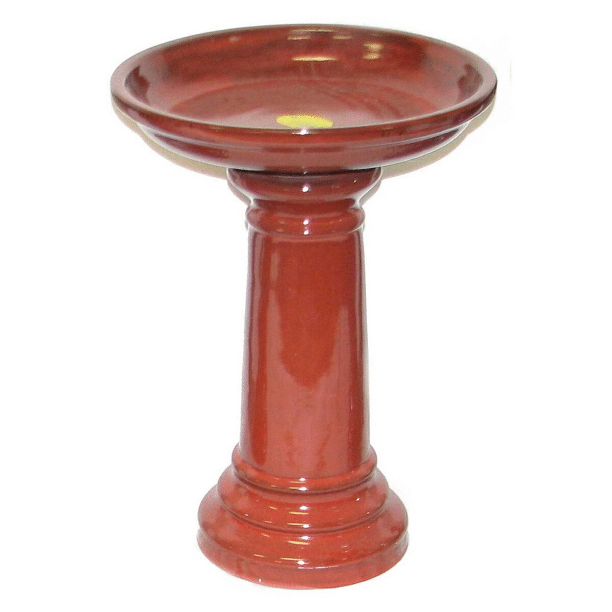Birdbath Tropical Red Ceramic 2Pc (Base & Top)