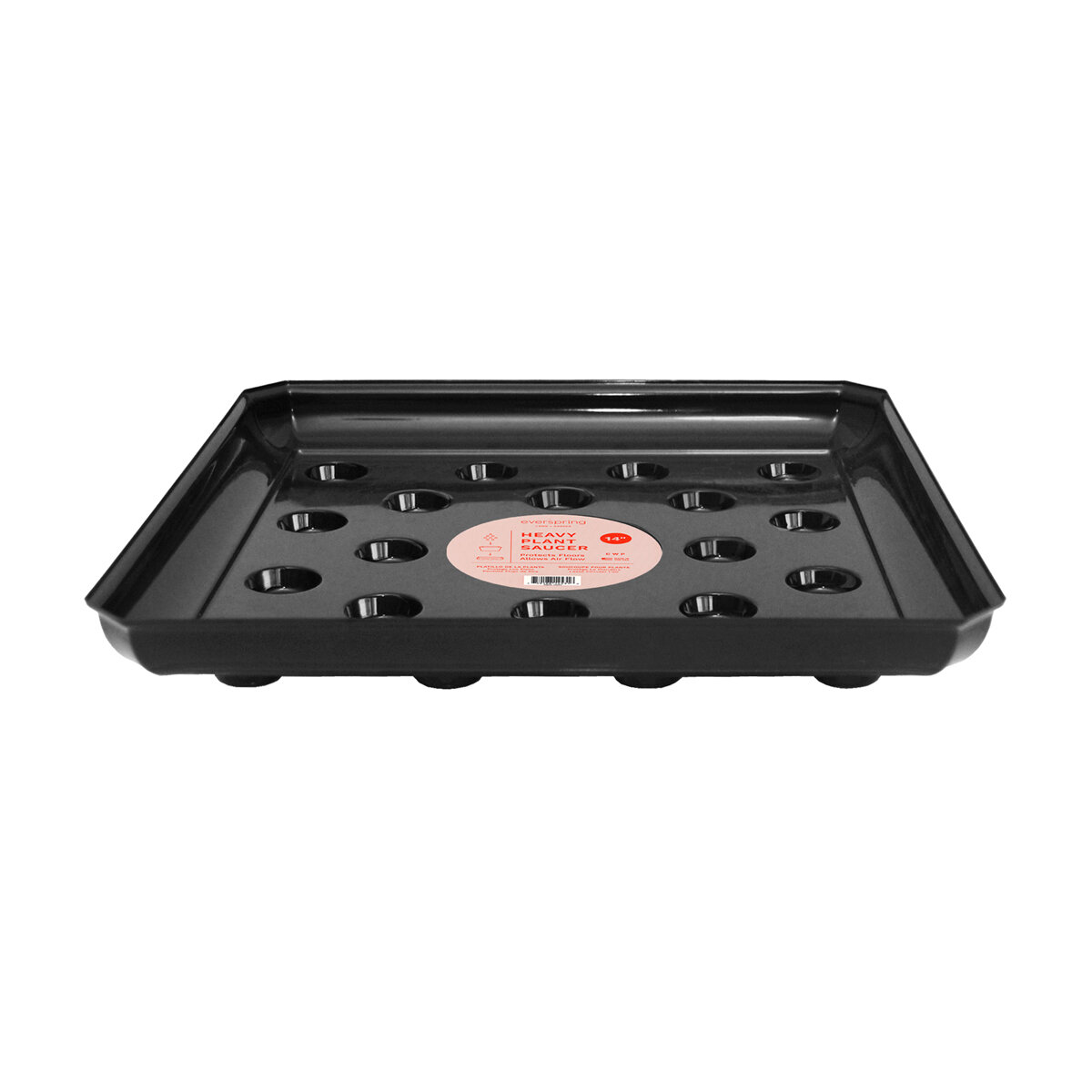 14" Square Black Carpet Saver Saucer