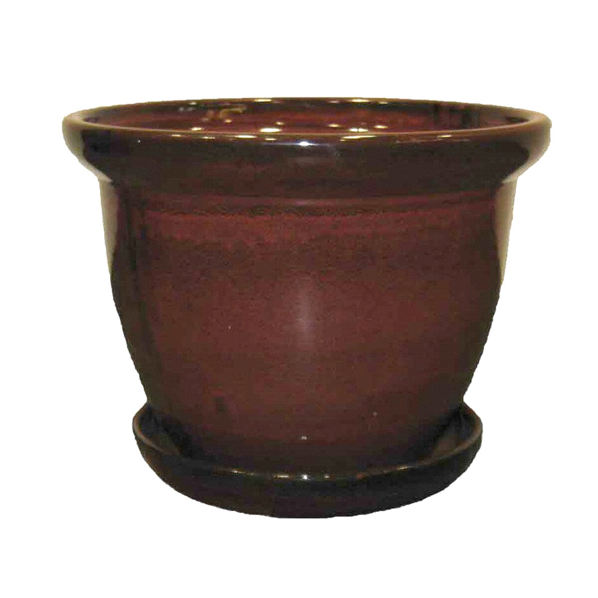 Wind & Earth Red Ceramic Pot Set Att/Saucer- S/4