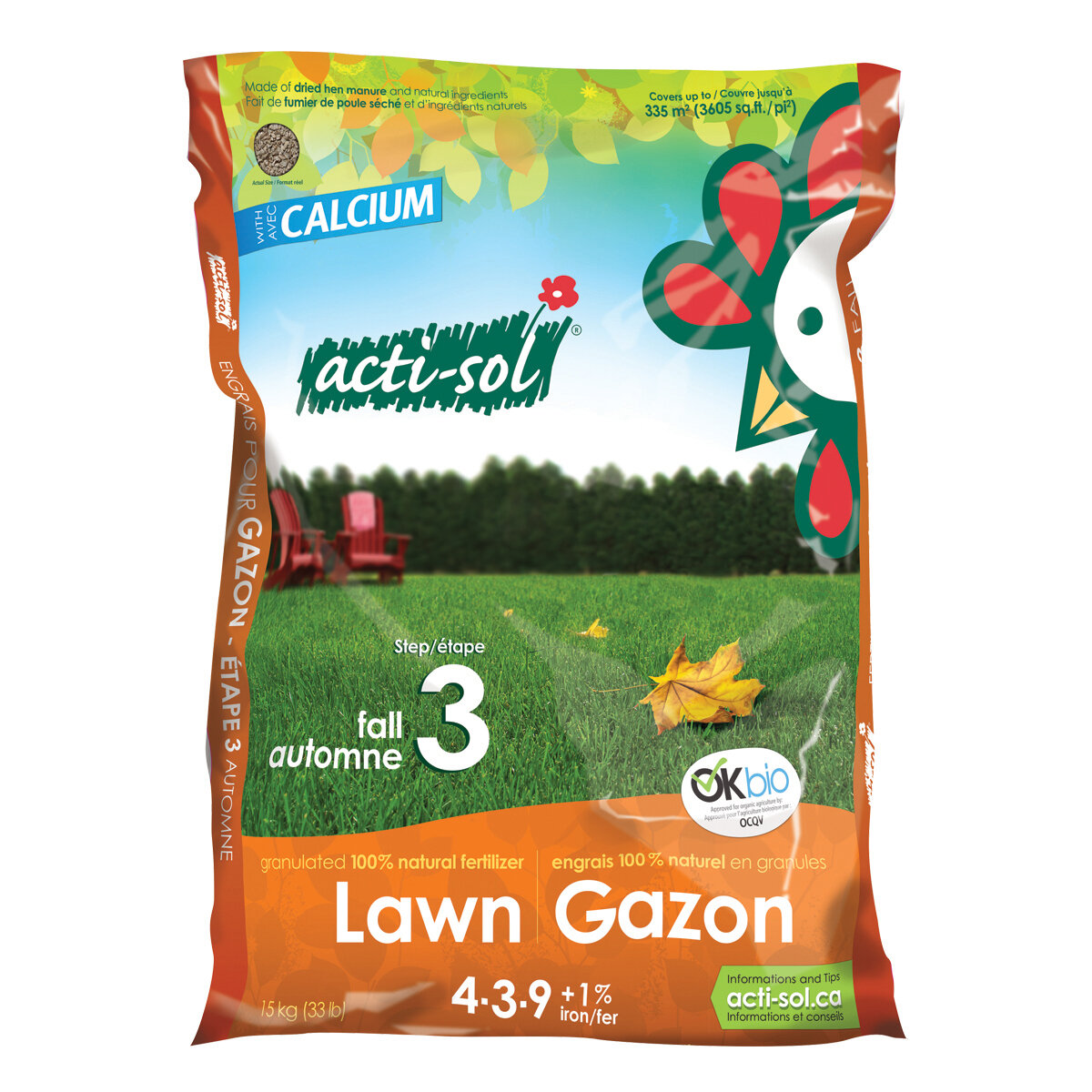 Nat Lawn fertilizer / Fall Step 3 4-3-9 + Fe 15 kg