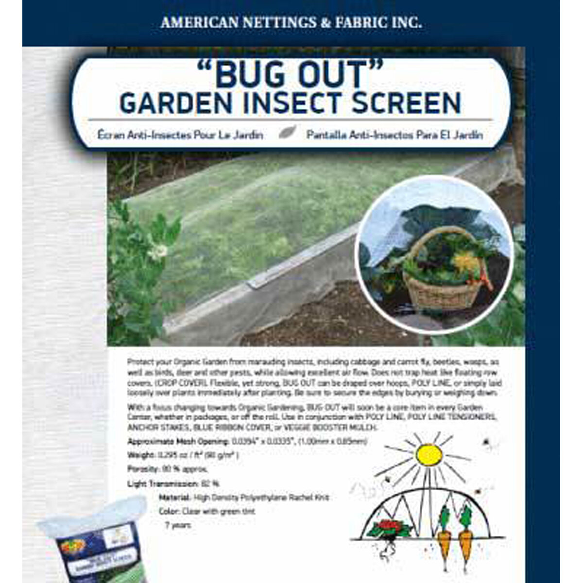 Bug Out Garden Screen  6.5'X20'