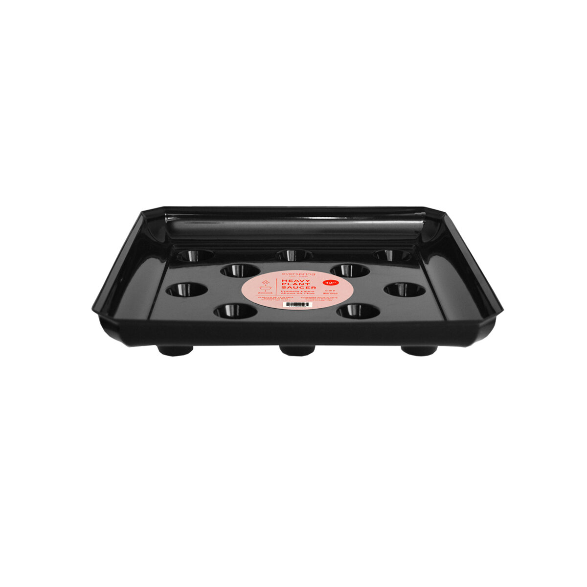 12" Square Black Carpet Saver Saucer