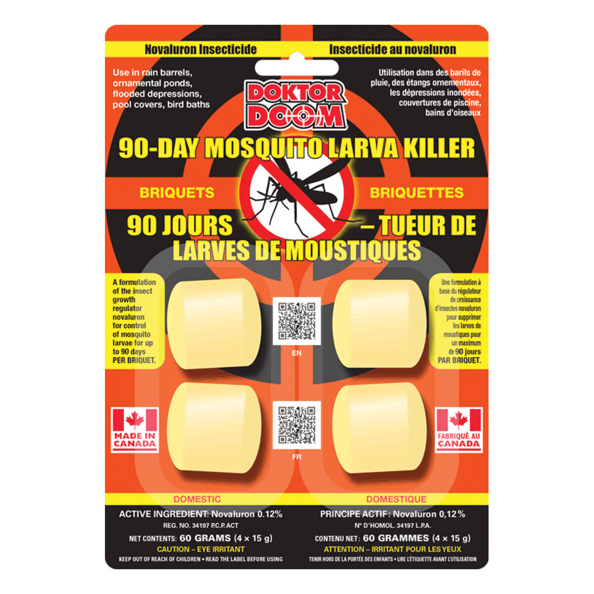 90-Day Mosquito Larvae Killer 4 x 15g Briquets