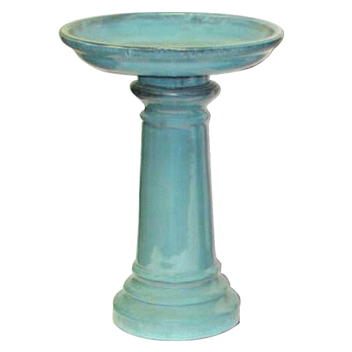 Birdbath Aqua (Ceramic) 2Pc (Base & Locking Top)