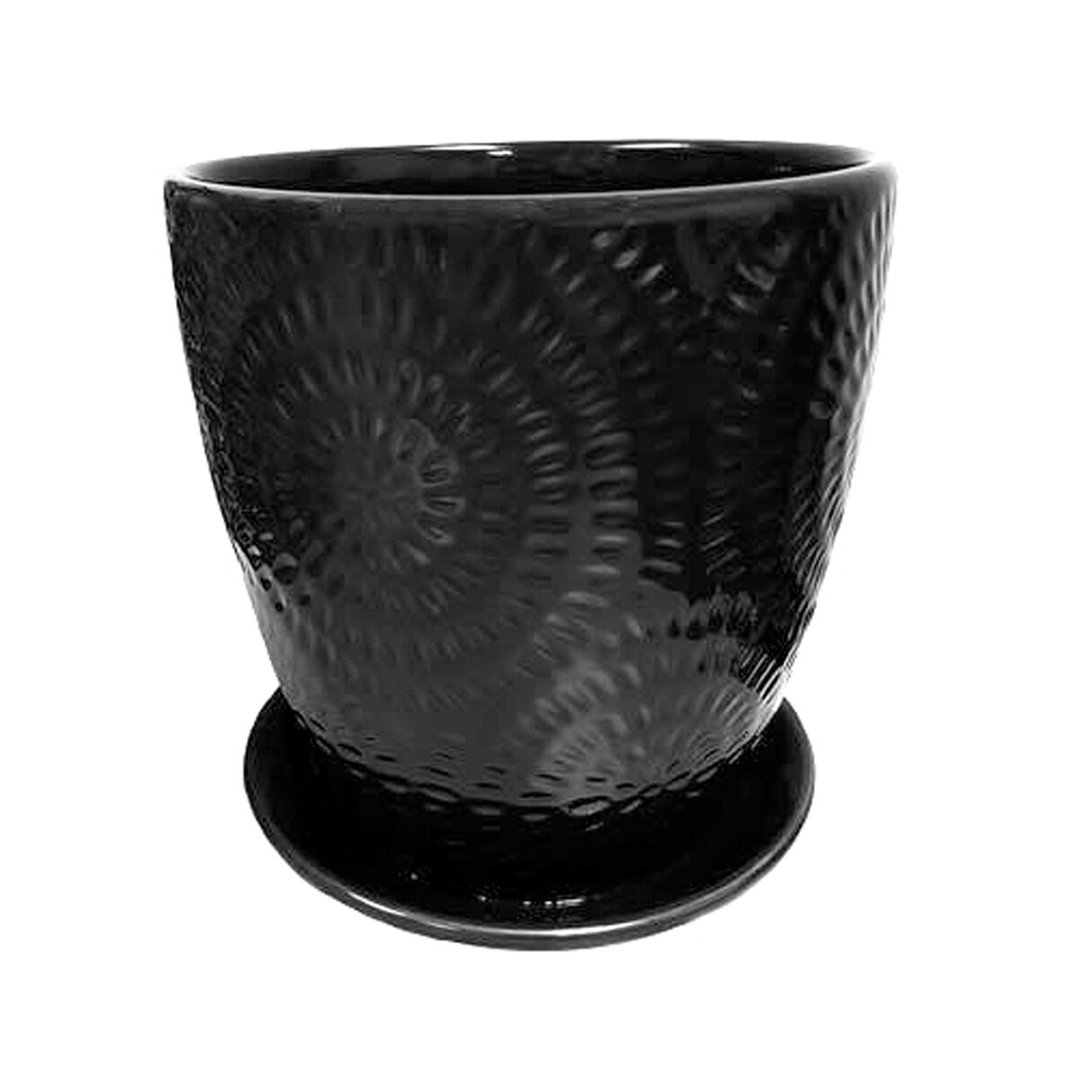 Fireworks 7" Ceramic Pot Black