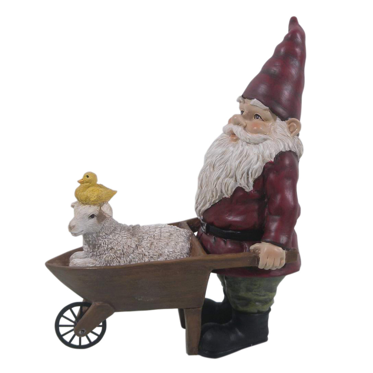 Wheelbarrow Gnome 15x9x19.5cm