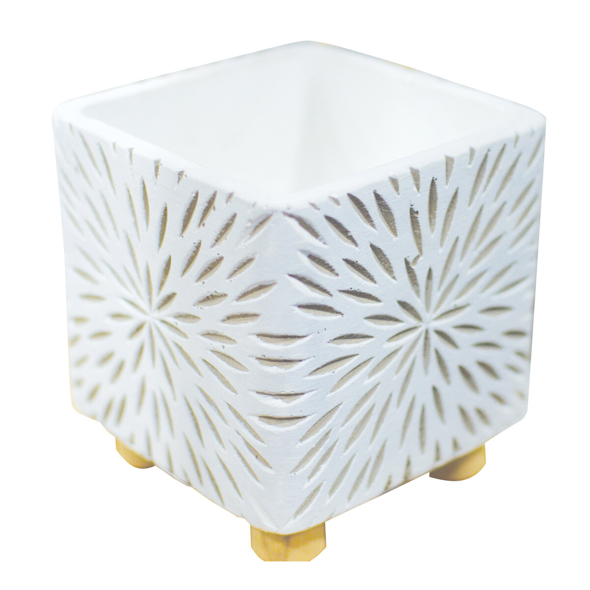5" Dahlia Bloom Cement Square Pot 12.5x13cm