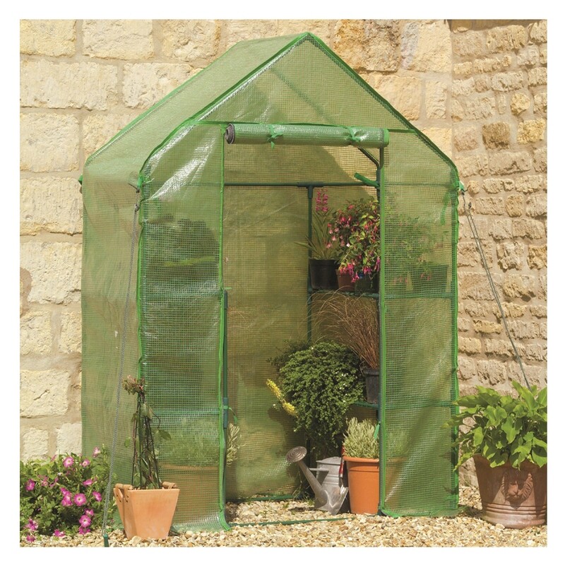 Walk In Greenhouse Sm w/Shelving 2'5 Walk In Greenhouse Sm w/Shelving 2'5"Dx4'8"Wx6'5"H
