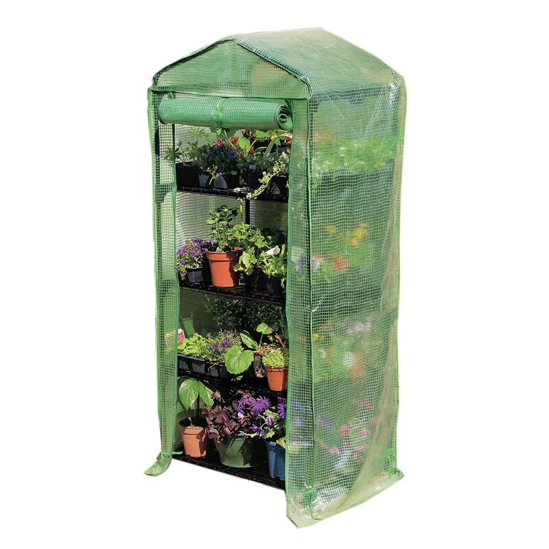 4 Tier Mini Greenhouse w/HD Cover 5'3 4 Tier Mini Greenhouse w/HD Cover 5'3"Hx2'3"Wx18"D