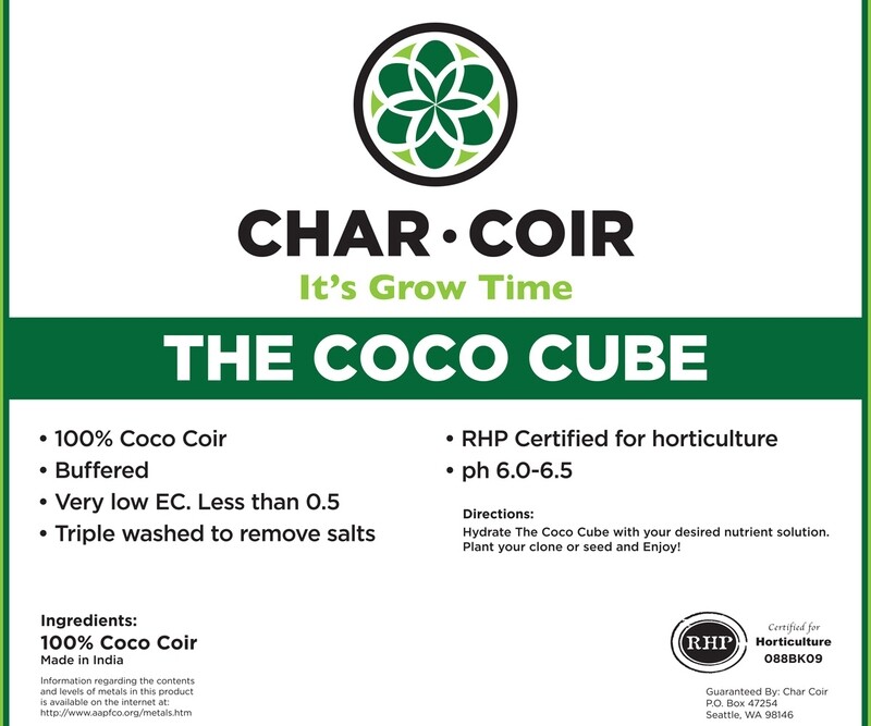 Char Coir COCO CUBE RHP Certified 2.25 L CS (32) Char Coir COCO CUBE RHP Certified 2.25 L CS (32)