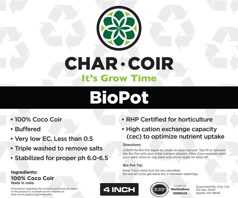 Char Coir BioPot 4" CS (128)