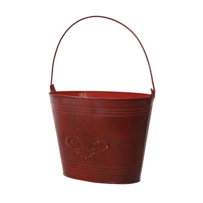 Antique Red Oval Pail Planter Set - Set Of 3 Antique Red Oval Pail Planter Set - Set Of 3