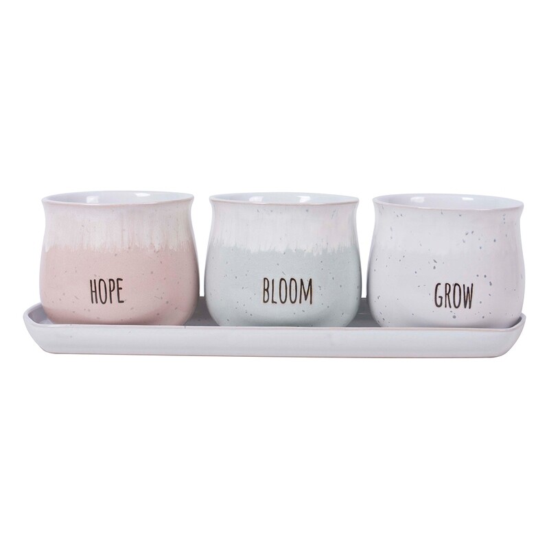 Grandview Set Of 4'' Planters w/ Tray Grandview Set Of 4'' Planters w/ Tray
